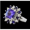 Image 1 : 4.81 ctw Tanzanite and Diamond Ring - 14KT White Gold