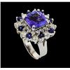 Image 4 : 4.81 ctw Tanzanite and Diamond Ring - 14KT White Gold