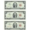 Image 1 : 1963 $2 Uncirculated Red Seal Bill Lot of 3