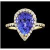 Image 2 : 4.01 ctw Tanzanite and Diamond Ring - 14KT Yellow Gold