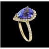 Image 4 : 4.01 ctw Tanzanite and Diamond Ring - 14KT Yellow Gold