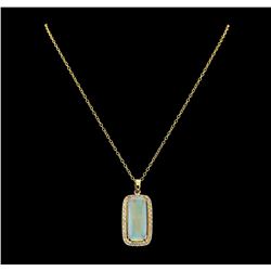 16.45 ctw Opal and Diamond Pendant With Chain - 14KT Yellow Gold