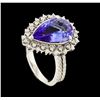 Image 4 : 3.45 ctw Tanzanite and Diamond Ring - 14KT White Gold