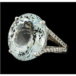 11.04 ctw Aquamarine and Diamond Ring - 14KT White Gold