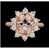 Image 2 : 2.99 ctw Morganite and Diamond Ring - 14KT Rose Gold