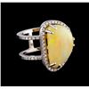 7.92 ctw Opal and Diamond Ring - 14KT White Gold