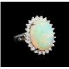 7.55 ctw Opal and Diamond Ring - 14KT White Gold