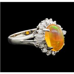 2.30 ctw Mexican Opal and Diamond Ring - Platinum