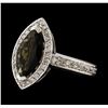 Image 1 : 1.61 ctw Tourmaline and Diamond Ring - 14KT White Gold