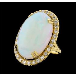 23.60 ctw Opal and Diamond Ring - 14KT Yellow Gold