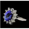 2.81 ctw Tanzanite and Diamond Ring - 14KT White Gold