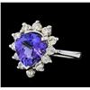 2.76 ctw Tanzanite and Diamond Ring - 14KT White Gold
