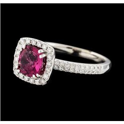 1.04 ctw Tourmaline and Diamond Ring - 14KT White Gold