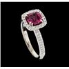 Image 4 : 1.04 ctw Tourmaline and Diamond Ring - 14KT White Gold