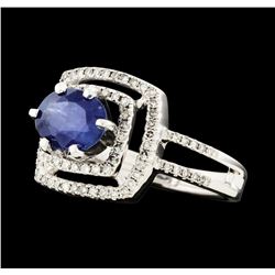 1.81 ctw Sapphire and Diamond Ring - 14KT White Gold