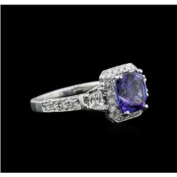 2.62 ctw Tanzanite and Diamond Ring - 14KT White Gold