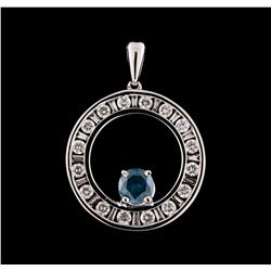 1.19 ctw Blue Diamond Pendant With Chain - 14KT White Gold