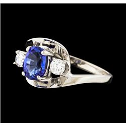 1.49 ctw Sapphire and Diamond Ring - 14KT White Gold