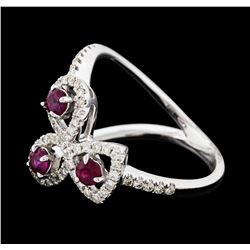 0.34 ctw Ruby and Diamond Ring - 14KT White Gold