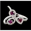 Image 2 : 0.34 ctw Ruby and Diamond Ring - 14KT White Gold