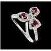 Image 4 : 0.34 ctw Ruby and Diamond Ring - 14KT White Gold