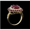 Image 4 : 9.11 ctw Ruby and Diamond Ring - 14KT Yellow Gold