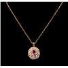 Image 2 : 14KT Rose Gold 2.16 ctw Tourmaline and Diamond Pendant With Chain