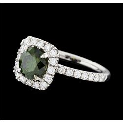 1.88 ctw Green Diamond Ring - 14KT White Gold