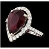 Image 1 : 5.35 ctw Ruby and Diamond Ring - 14KT White Gold