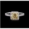 GIA Cert 2.17 ctw Yellow Sapphire and Diamond Ring - 18KT Two-Tone Gold