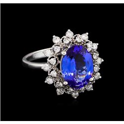 3.08 ctw Tanzanite and Diamond Ring - 14KT White Gold