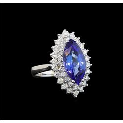 14KT White Gold 3.05 ctw Tanzanite and Diamond Ring