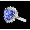 5.16 ctw Tanzanite and Diamond Ring - 14KT White Gold