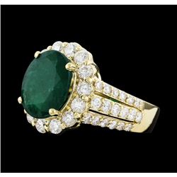 3.60 ctw Emerald and Diamond Ring - 14KT Yellow Gold