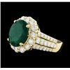 Image 1 : 3.60 ctw Emerald and Diamond Ring - 14KT Yellow Gold