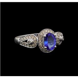 14KT White Gold 1.04 ctw Tanzanite and Diamond Ring