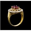 Image 4 : 3.77 ctw Ruby and Diamond Ring - 14KT Yellow Gold