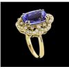 Image 4 : 5.80 ctw Tanzanite and Diamond Ring - 14KT Yellow Gold