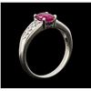 Image 4 : 0.60 ctw Ruby and Diamond Ring - Platinum