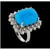 Image 4 : 9.51 ctw Turquoise and Diamond Ring - 14KT White Gold