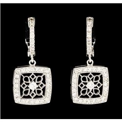 0.76 ctw Diamond Dangle Earrings - 14KT White Gold