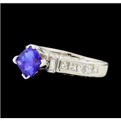 1.23 ctw Tanzanite and Diamond Ring - 18KT White Gold