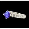 Image 1 : 1.23 ctw Tanzanite and Diamond Ring - 18KT White Gold