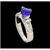 Image 4 : 1.23 ctw Tanzanite and Diamond Ring - 18KT White Gold