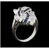 Image 4 : 1.33 ctw Sapphire and Diamond Ring - Platinum