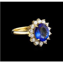 14KT Yellow Gold 2.24 ctw Tanzanite and Diamond Ring