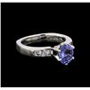 Image 1 : 1.11 ctw Sapphire and Diamond Ring - Platinum