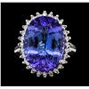 Image 2 : 13.30 ctw Tanzanite and Diamond Ring - 14KT White Gold