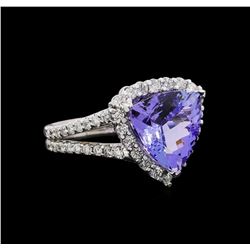 14KT White Gold 4.78 ctw Tanzanite and Diamond Ring