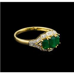 1.16 ctw Emerald and Diamond Ring - 14KT Yellow Gold